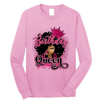 Melanin Birthday Queen African American Afro Girl Women Long Sleeve Shirt