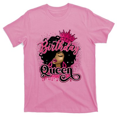 Melanin Birthday Queen African American Afro Girl Women T-Shirt