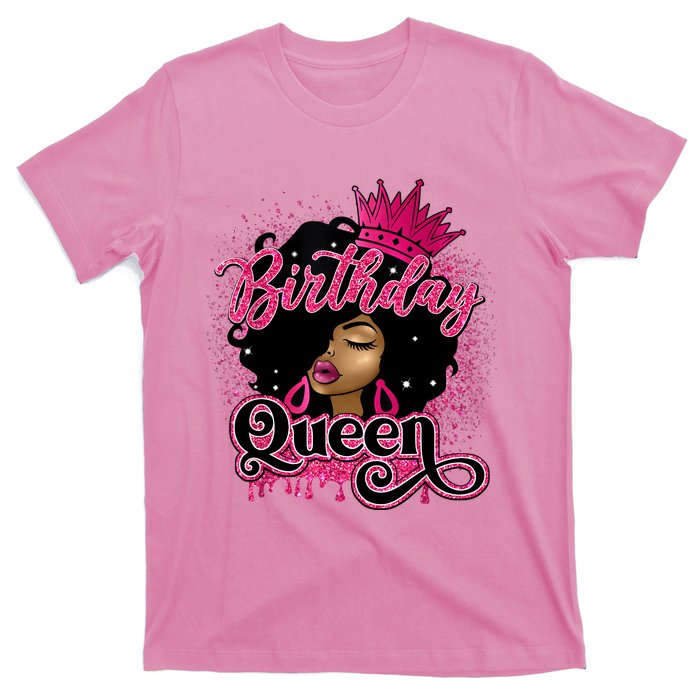 Melanin Birthday Queen African American Afro Girl Women T-Shirt