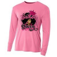 Melanin Birthday Queen African American Afro Girl Women Cooling Performance Long Sleeve Crew