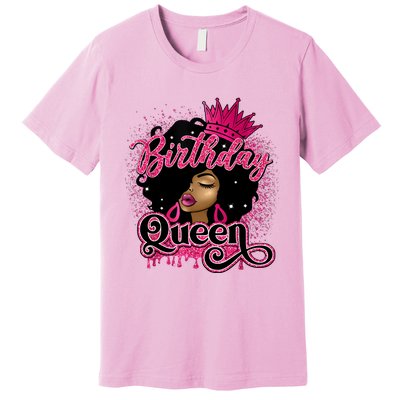 Melanin Birthday Queen African American Afro Girl Women Premium T-Shirt