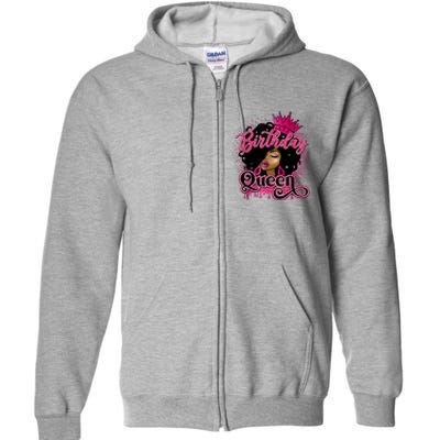 Melanin Birthday Queen African American Afro Girl Women Full Zip Hoodie