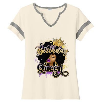 Melanin Birthday Queen African American Afro Ladies Halftime Notch Neck Tee