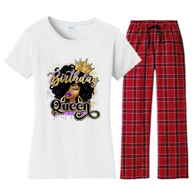 Melanin Birthday Queen African American Afro Women's Flannel Pajama Set