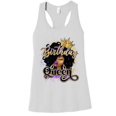 Melanin Birthday Queen African American Afro Women's Racerback Tank