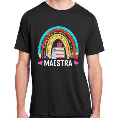 Maestra Boho Rainbow Leopard Spanish Bilingual Teacher Adult ChromaSoft Performance T-Shirt