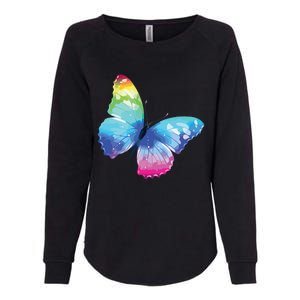 Monarch Butterfly Rainbow Cute Pastel Festival Rave Colorful Womens California Wash Sweatshirt