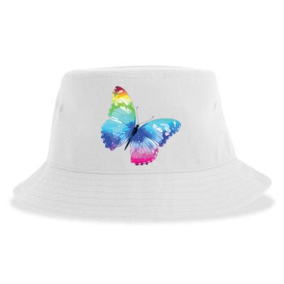 Monarch Butterfly Rainbow Cute Pastel Festival Rave Colorful Sustainable Bucket Hat