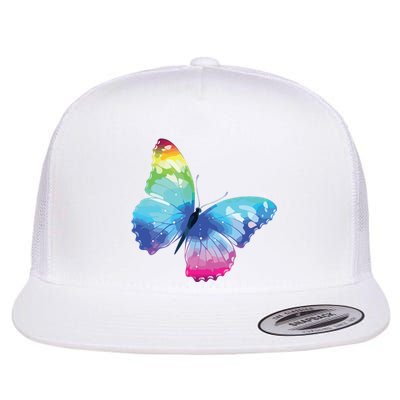 Monarch Butterfly Rainbow Cute Pastel Festival Rave Colorful Flat Bill Trucker Hat