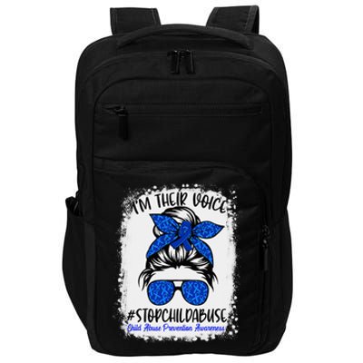 Messy Bun Ribbon Stop Child Abuse Prevention Awareness Month Impact Tech Backpack