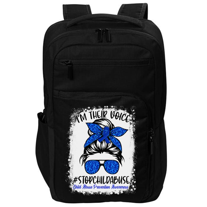 Messy Bun Ribbon Stop Child Abuse Prevention Awareness Month Impact Tech Backpack