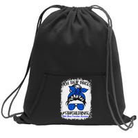 Messy Bun Ribbon Stop Child Abuse Prevention Awareness Month Sweatshirt Cinch Pack Bag