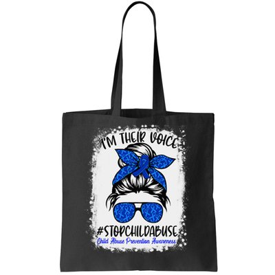 Messy Bun Ribbon Stop Child Abuse Prevention Awareness Month Tote Bag