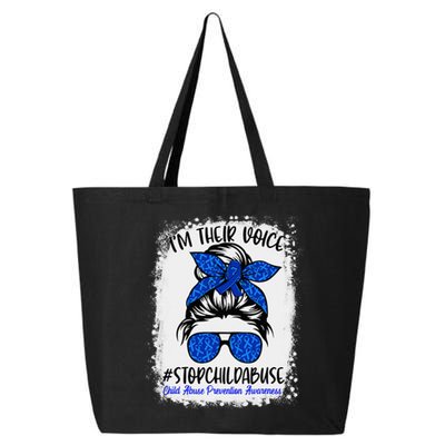 Messy Bun Ribbon Stop Child Abuse Prevention Awareness Month 25L Jumbo Tote