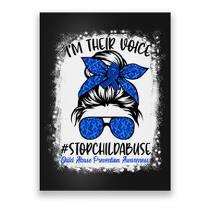 Messy Bun Ribbon Stop Child Abuse Prevention Awareness Month Poster