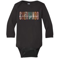 Maestra Boho Retro Cultivando Bilingues Spanish Teacher Baby Long Sleeve Bodysuit