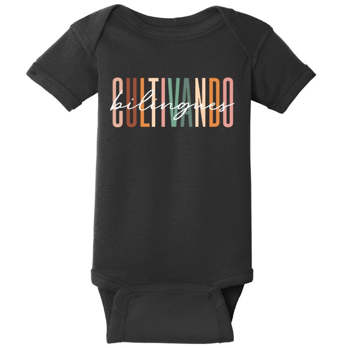 Maestra Boho Retro Cultivando Bilingues Spanish Teacher Baby Bodysuit