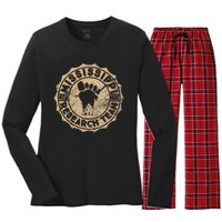 Mississippi Bigfoot Research Team Retro Vintage Sasquatch Women's Long Sleeve Flannel Pajama Set 