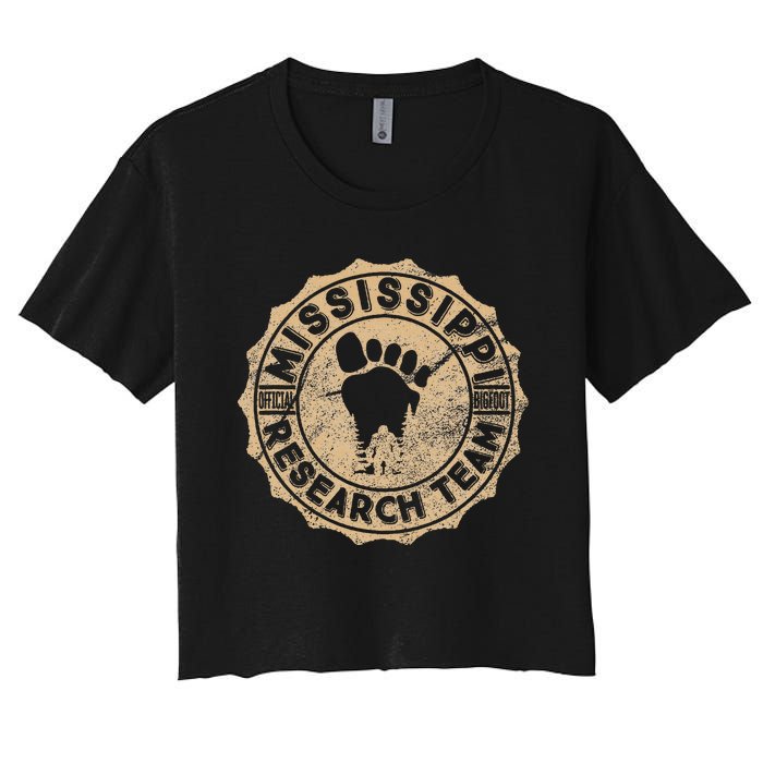 Mississippi Bigfoot Research Team Retro Vintage Sasquatch Women's Crop Top Tee