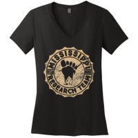 Mississippi Bigfoot Research Team Retro Vintage Sasquatch Women's V-Neck T-Shirt