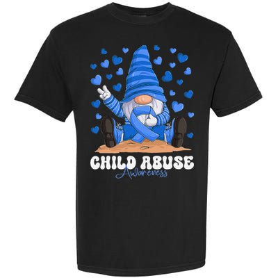 Messy Bun Ribbon Stop Child Abuse Prevention Awareness Month Garment-Dyed Heavyweight T-Shirt