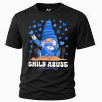 Messy Bun Ribbon Stop Child Abuse Prevention Awareness Month Cooling Performance Crew T-Shirt