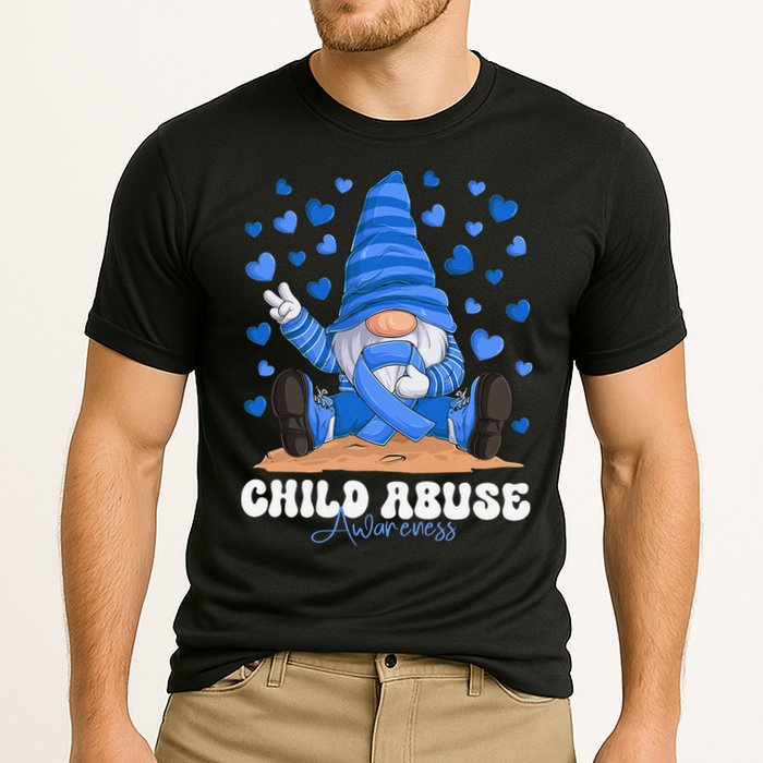 Messy Bun Ribbon Stop Child Abuse Prevention Awareness Month Cooling Performance Crew T-Shirt