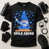 Messy Bun Ribbon Stop Child Abuse Prevention Awareness Month Cooling Performance Crew T-Shirt