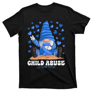 Messy Bun Ribbon Stop Child Abuse Prevention Awareness Month T-Shirt