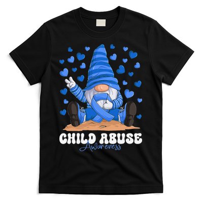 Messy Bun Ribbon Stop Child Abuse Prevention Awareness Month T-Shirt