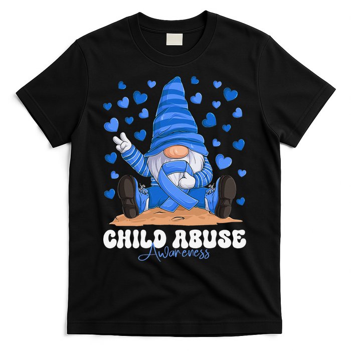 Messy Bun Ribbon Stop Child Abuse Prevention Awareness Month T-Shirt