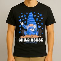 Messy Bun Ribbon Stop Child Abuse Prevention Awareness Month T-Shirt