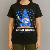 Messy Bun Ribbon Stop Child Abuse Prevention Awareness Month T-Shirt
