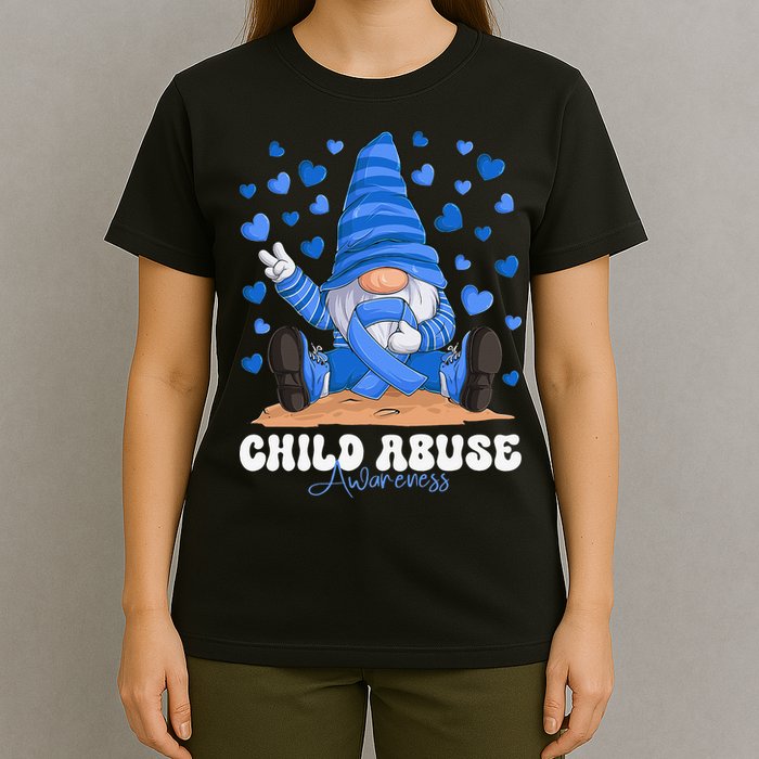 Messy Bun Ribbon Stop Child Abuse Prevention Awareness Month T-Shirt