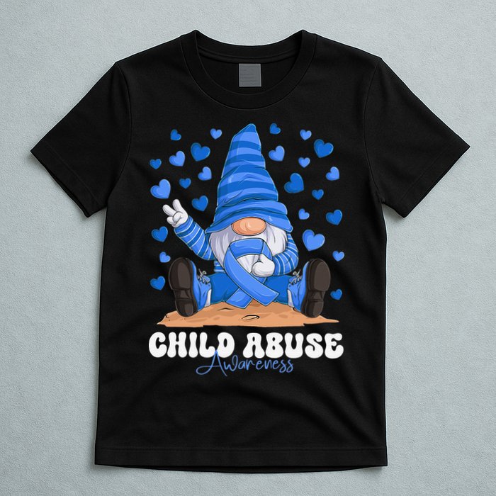 Messy Bun Ribbon Stop Child Abuse Prevention Awareness Month T-Shirt