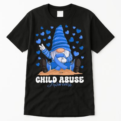Messy Bun Ribbon Stop Child Abuse Prevention Awareness Month Tall T-Shirt