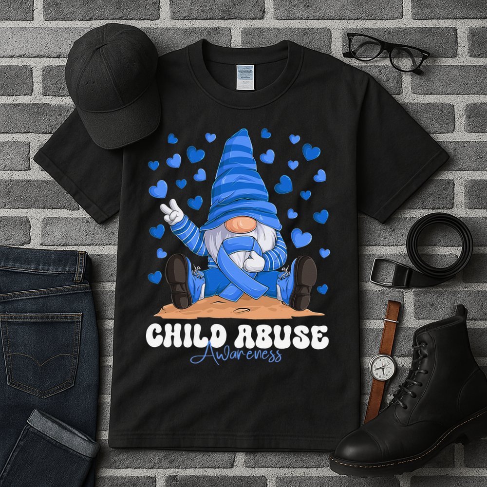 Messy Bun Ribbon Stop Child Abuse Prevention Awareness Month Tall T-Shirt