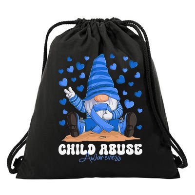 Messy Bun Ribbon Stop Child Abuse Prevention Awareness Month Drawstring Bag