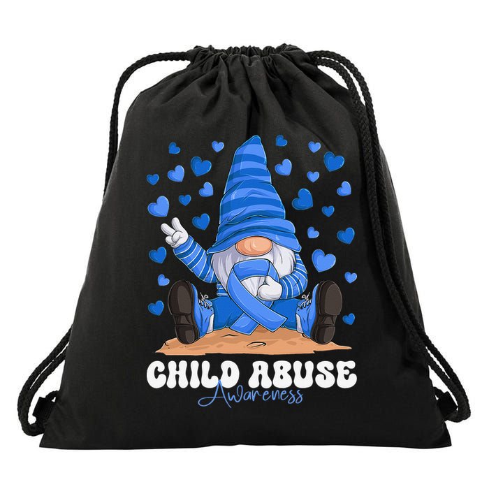 Messy Bun Ribbon Stop Child Abuse Prevention Awareness Month Drawstring Bag