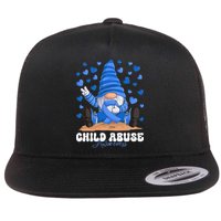 Messy Bun Ribbon Stop Child Abuse Prevention Awareness Month Flat Bill Trucker Hat