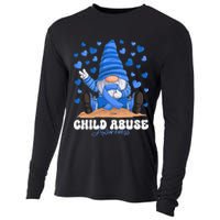 Messy Bun Ribbon Stop Child Abuse Prevention Awareness Month Cooling Performance Long Sleeve Crew