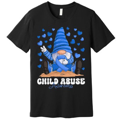Messy Bun Ribbon Stop Child Abuse Prevention Awareness Month Premium T-Shirt