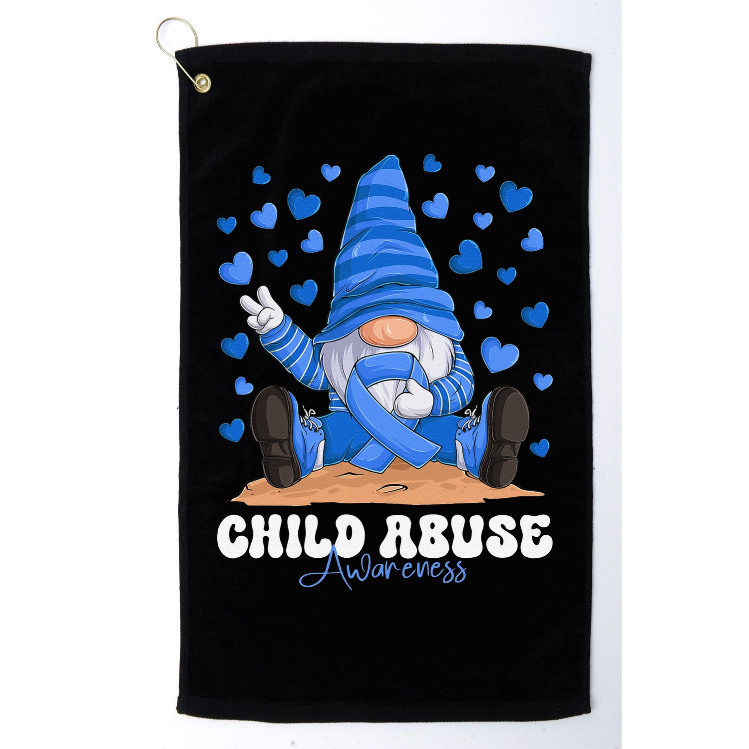 Messy Bun Ribbon Stop Child Abuse Prevention Awareness Month Golf Towel