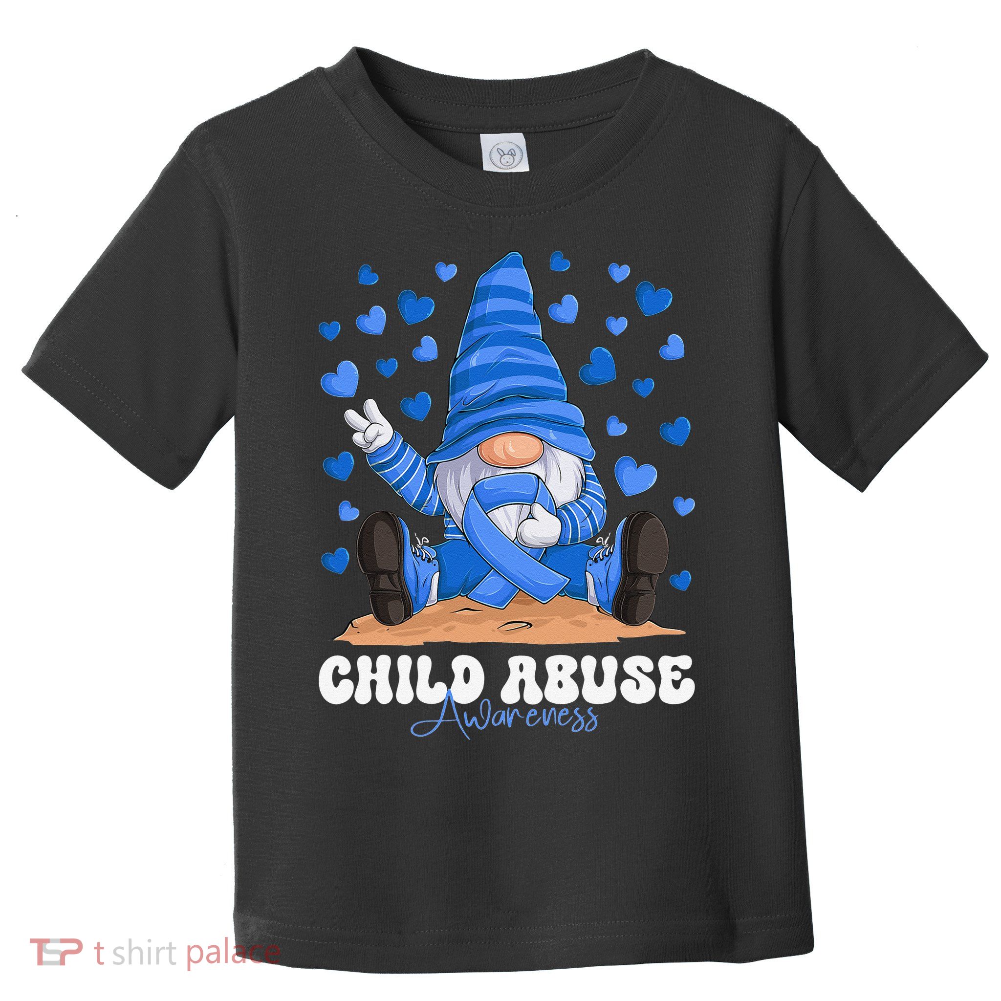 Messy Bun Ribbon Stop Child Abuse Prevention Awareness Month Toddler T-Shirt