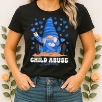 Messy Bun Ribbon Stop Child Abuse Prevention Awareness Month Womens T-Shirt