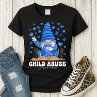 Messy Bun Ribbon Stop Child Abuse Prevention Awareness Month Womens T-Shirt