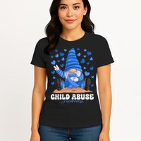 Messy Bun Ribbon Stop Child Abuse Prevention Awareness Month Womens T-Shirt