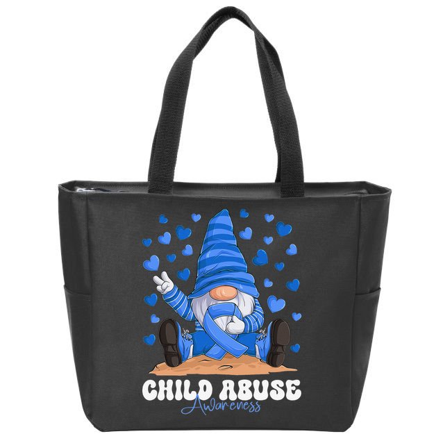 Messy Bun Ribbon Stop Child Abuse Prevention Awareness Month Zip Tote Bag