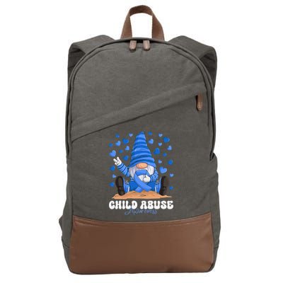 Messy Bun Ribbon Stop Child Abuse Prevention Awareness Month Cotton Canvas Backpack