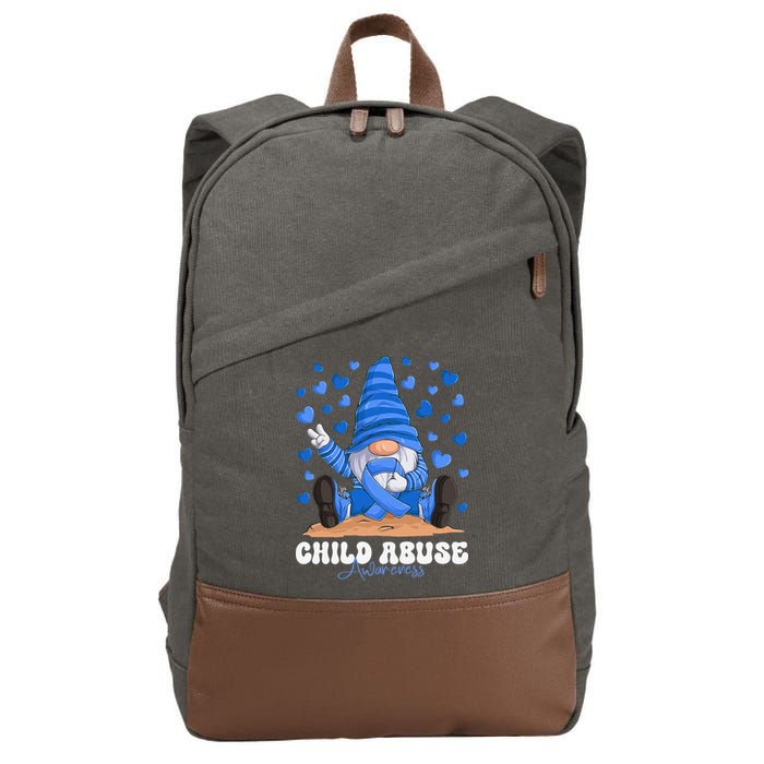 Messy Bun Ribbon Stop Child Abuse Prevention Awareness Month Cotton Canvas Backpack